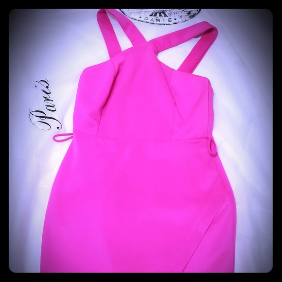 a'gaci Dresses & Skirts - Hot Pink strap fitted Agacci Mini